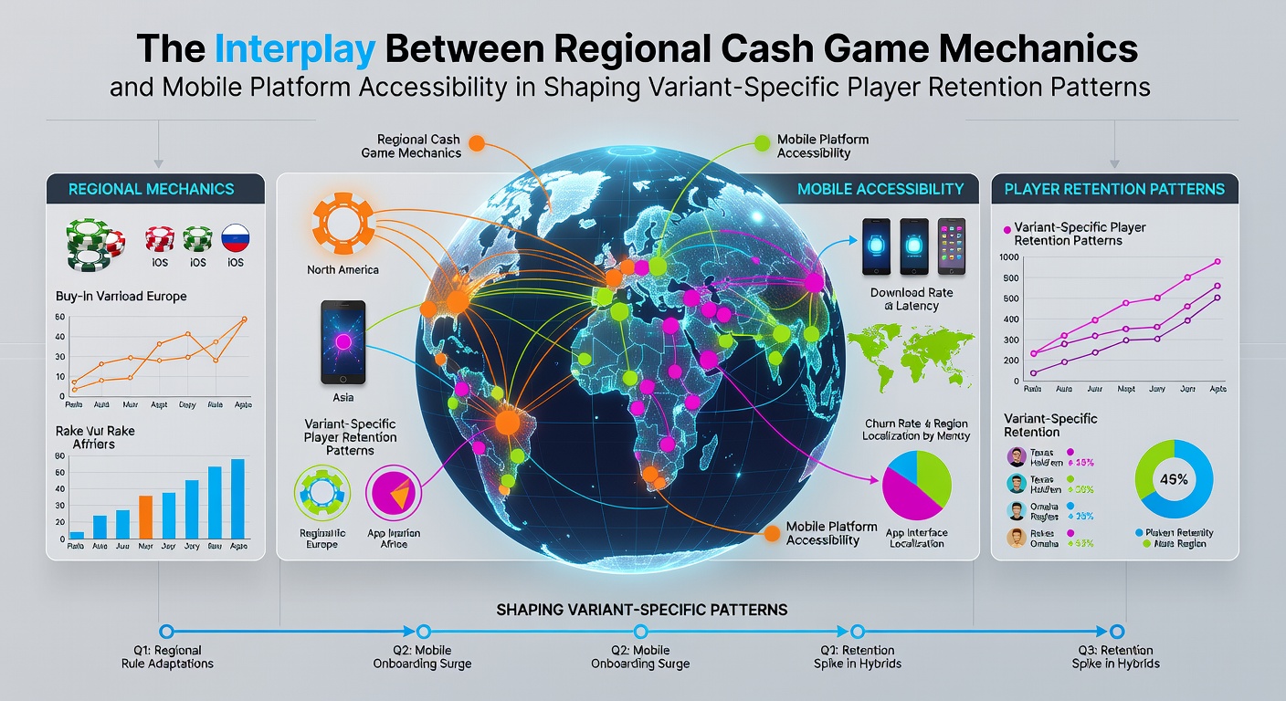 Regionale Cash-Game-Tische mit mobilen Geräten im Hintergrund zeigen Varianten wie Pot-Limit Omaha und Hold'em