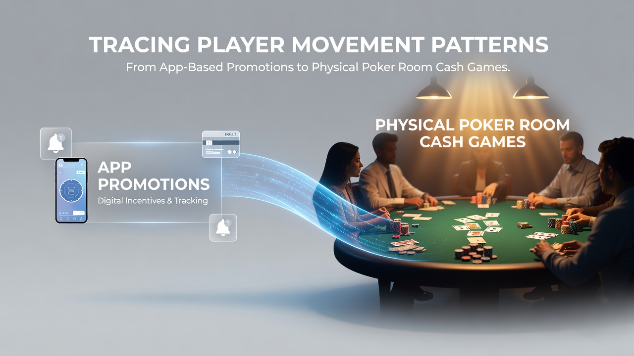 Grafik zeigt die Verbindung zwischen mobilen Poker-Apps und physischen Cash-Game-Tischen in Casinos